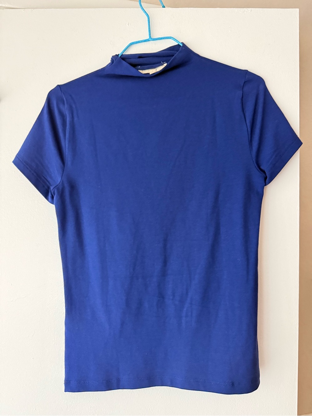 Madewell Men's Short Sleeve Mock Neck Tee in Royal Blue